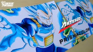 COMO DIBUJAR A VEGETA SSJ BLUE  VERSUS DE COLORES ARTESCO VS PRISMACOLOR PREMIER [upl. by Htenywg]