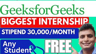 Geeks For Geeks Internship 2024  BIG UPDATE  STIPEND ₹30K  All India Eligible  Freshers 🔥🔥🔥 [upl. by Deedee]