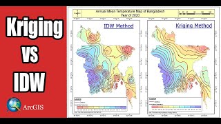 Interpolation method in arcgis II idw vs kriging interpolation IDW vs Kriging  idw and kriging [upl. by Esbensen665]