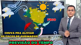 PREVISÃO DO TEMPO  Semana começa com chegada de frente fria chuva e diminuição das queimadas [upl. by Roanne965]