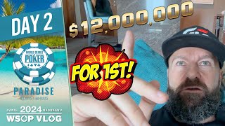 12000000 for 1st 500K NLH Triton Million Day 2  2024 WSOP Paradise VLOG Day 2 [upl. by Eirod]