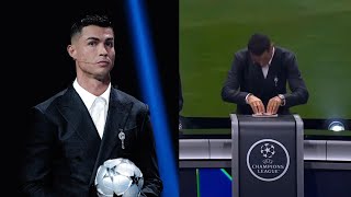 Ronaldo bay gần 5000 km chỉ để bấm nút 30 lần ở lễ bốc thăm vòng bảng Champions League 202425 [upl. by Lellih479]