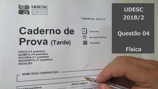 Resolução Vestibular UDESC 20182  Questão 04  Física [upl. by Pulchi]