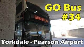 4K GO Transit Route 34 Bus Ride From Yorkdale To Pearson Airport Terminal 1 Duration 15min [upl. by Rubio]