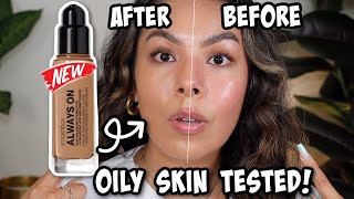 NEW ✨SMASHBOX ALWAYS ON SKIN BALANCING FOUNDATION REVIEW  WEAR TEST  OILY SKIN TESTED [upl. by Clareta]