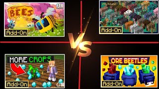 Minecraft Bedrock add on Feed The Bees VS Golem Pets VS Ore Beetles VS More Crops [upl. by Jakoba]