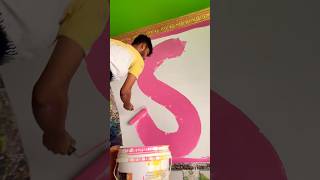 Wall painting pink collor fast kort 🏡wallart love wallartdecor [upl. by Lyrahc839]