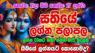 Sathiye Lagna Palapala  21th November to 27nd November 2024  Weekly Horoscope  Ape Lagnaya [upl. by Sophey]