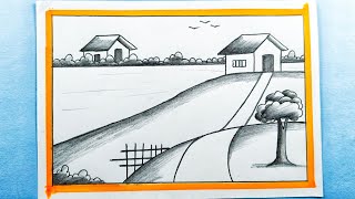 scenery drawing with pencilhow to draw a scenery 😁 scenery drawing [upl. by Itsim]