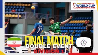 Highlight Final Double Div 1 Chinese Taipei vs Iran  ISTAF Sepaktakraw World Cup Kuala Lumpur 2024 [upl. by Alliuqet431]