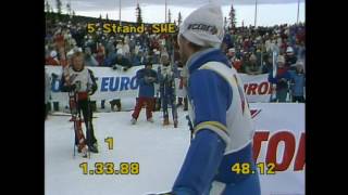 Alpine Skiing World Cup slalom 2 run february 1983 in Gällivare Sweden [upl. by Rehposirhc974]