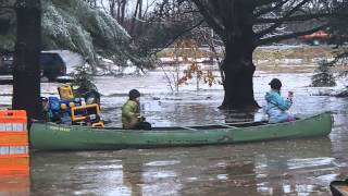 Tonawanda Creek floodingkids on canoe [upl. by Lovel]