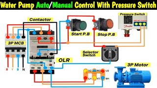 DOL Starter Connection with Auto Manual Selector Switch and Pressure Switch starterspark [upl. by Adnawat]