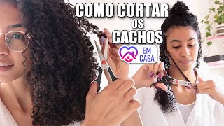 COMO CORTAR CABELO CACHEADO EM CASA  Ludmila Reis [upl. by Salta]