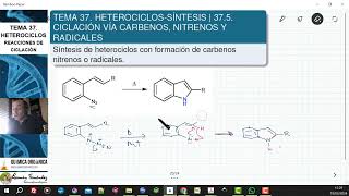 TEMA 37 HETEROCICLOS  SÍNTESIS  375 CICLACIÓN VÍA CARBENOS NITRENOS Y RADICALES [upl. by Fasano]