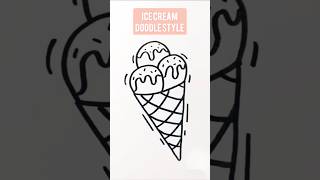 Cara Menggambar Es Krim simpel  Ice Cream Doodle style Drawing [upl. by Goldstein]