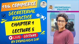 11th Commerce  Secretarial Practice  Secretary  Chapter 1  Lecture 5  by Devashish Sir [upl. by Adel616]