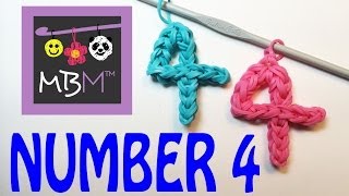 Number Four 4 Charm Without the Rainbow Loom Tutorial [upl. by Segal]