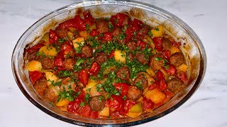 FIRINDA SOSU PATATES VE KOFTE TARİFİ Cok lezzetli [upl. by Annawaj]