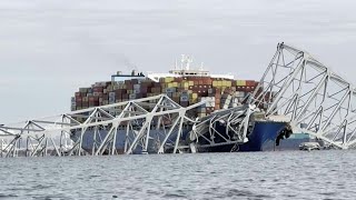 Images of collapsed Baltimore bridge and container ship  AFP [upl. by Margery]