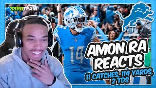 AmonRa St Brown Reacts to 2TD Highlights vs Jaguars  The 33rd Team [upl. by Hgielime]