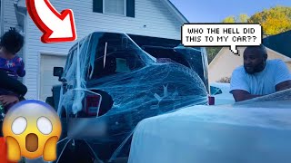 WE COVERED MY PARENTS CARS WITH SPIDER WEBS TO GET THEIR REACTION [upl. by Yrian]