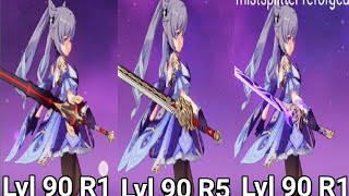 keqing lion roar r5 lvl 90 vs black sword lvl 90 r1 vs mistsplitter reforged r1 lvl 90 DAMAGE TEST [upl. by Addiel915]