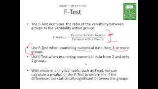 Marketing Statistics in Excel 71 Ftest and ANOVA [upl. by Reltuc]