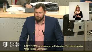 Thomas Ladzinski zur TSMCAnsiedelung in Klotzsche Verdrängung des Mittelstands vermeiden [upl. by Eemiaj]