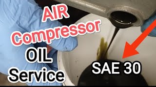 Air Compressor Oil Change  How to Service Compressor [upl. by Noby]