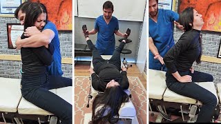 Stiff back released chiropractor asmrtriggers DrPankajbackpain l5s1disc pain sciatica [upl. by Kung662]