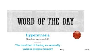 Word of the Day  Hypermnesia  Set 2  SATACT [upl. by Inah932]