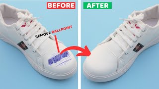 How to Remove Ball Pen Ink Stain from White Shoes  House Keeper [upl. by Terrene]