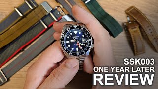 Seiko SSK003  GMT Automatic  One year later  Watch review [upl. by Reckford]