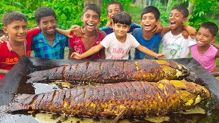 Nostalgic Cooking of Village Boys  Two Big Black Carp Fish Fry  Picnic Food  Choruivati [upl. by Iccir]