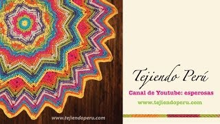 Cobija ondulada redonda tejida a crochet Parte 1 crochet round ripple blanket [upl. by Aicilet]