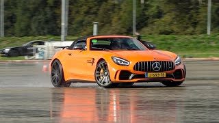 Mercedes AMG GTR Roadster with Renntech Exhaust  LOUD Accelerations and DRIFTING [upl. by Ahtebat]