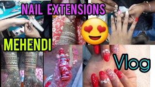 Nail extensions😍 Mehendi trending viraldailyvlog nailextension Wedding VlogsMehendiCeremony [upl. by Belldas749]