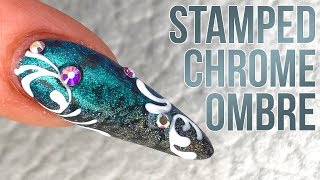 How to do a Stamped Chrome Powder Ombre  Step by Step Tutorial [upl. by Attwood368]