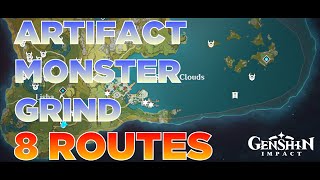 BEST ARTIFACTMONSTER FARMING 8 ROUTES  Liyue Harbor WestEast  Genshin Impact [upl. by Macario]