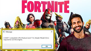 A D3D11compatible GPU Feature Level 110 Shader Model 50 is required to run the engine Fornite [upl. by Hebert323]