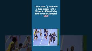 Team USA secured the silver medal in the Mixed 4x400m Relay at the Paris Olympics olympics2024 [upl. by Allemap190]