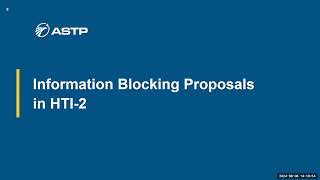 HTI2 Proposed Rule Information Blocking Information Session [upl. by Delwin256]