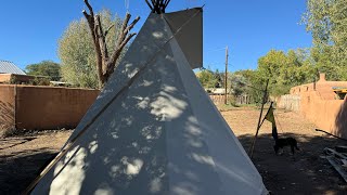 Setting Up My 14’ Crow Lodge In The Hidatsa Fashion Our Winter Quarters In The NM High Country [upl. by Arakawa614]