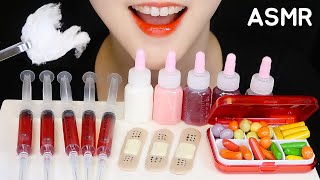 EDIBLE PHARMACY ASMR EDIBLE SYRINGE EDIBLE BANDAID EDIBLE COTTON PILLS ASMR 💊 [upl. by Elisha]