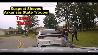 Suspect with Hidden Full Auto Glock Shoves Arkansas Trooper Tased after Fleeing the Scene [upl. by Ceporah980]