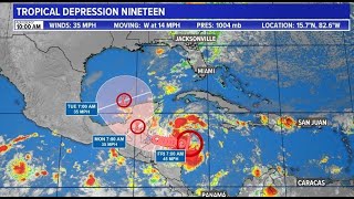 Hurricane Tracker Will Tropical Depression 19 become Hurricane Sara Where is it heading [upl. by Rego]