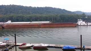 Two barges passing on Ohio River in Glen Dale WV [upl. by Brockwell]