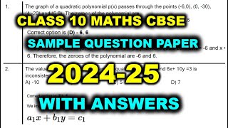 📚Sample Question PaperMathsStandard041Class102024AnswersSolutionsCBSE20242025SCPMaths [upl. by Hploda894]