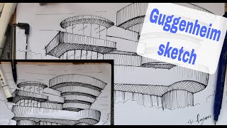 Guggenheim museum sketchvery easy and amazing result [upl. by Tehr]